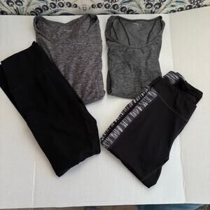 Bundle of 4 Small Offline by Aerie & Zone Pro Leggings with 2 Reebok t shirts